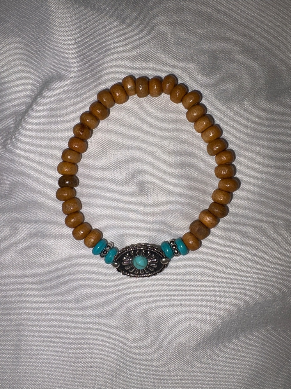 Turquoise & Tan Beaded Bracelet Set with Silver Charms - Picture 3 of 4